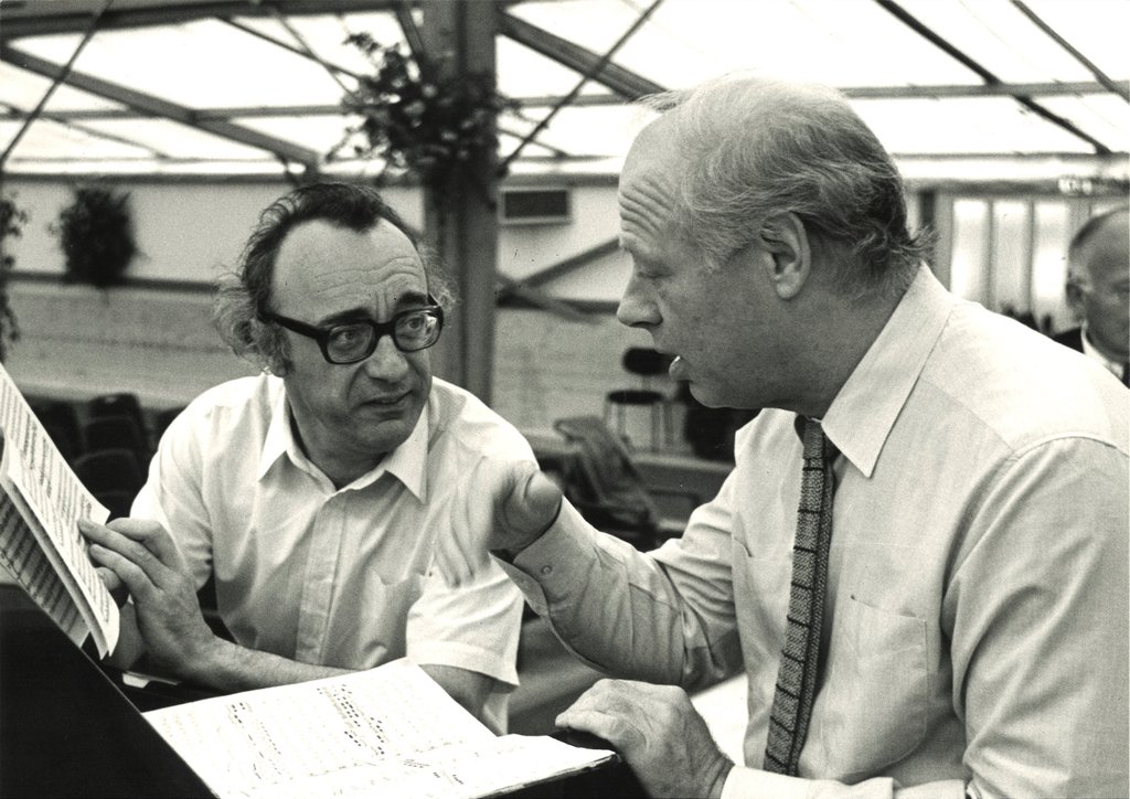 1983 - Bernard Haitink met pianist Alfred Brendel tijdens een repetitie in Bonn